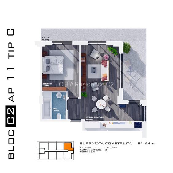 Apartament 2 camere Mamaia Nord • O.B.A Residence - Predare Decembrie 2025 - 3