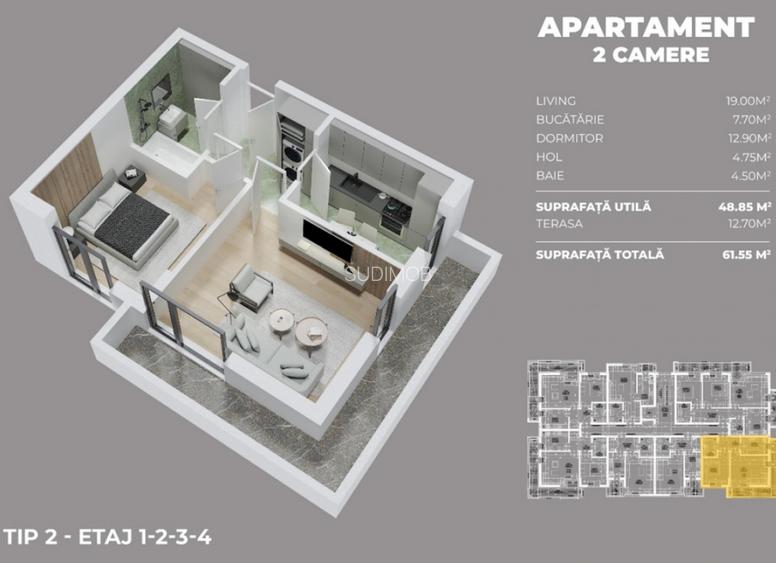 Parc Laurentiu Raiciu apartament 2 camere decomandat. - 2