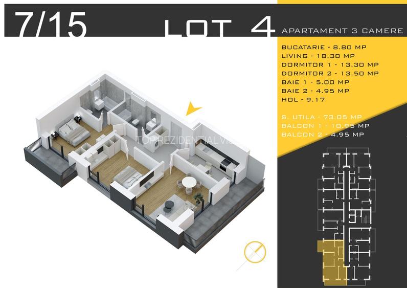 AP. 3 CAM. DECOMANDAT  / NOUL PROIECT ROSSA RESIDENCE. PALLADY! - 2