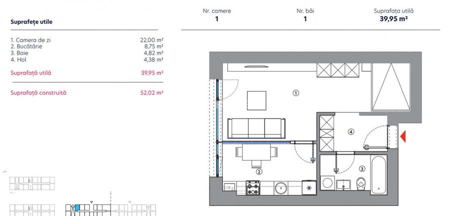 Garsoniera Spatioasa / Hils Titanium Faza 2  / 5 minute Metrou / Comision 0%  - 9