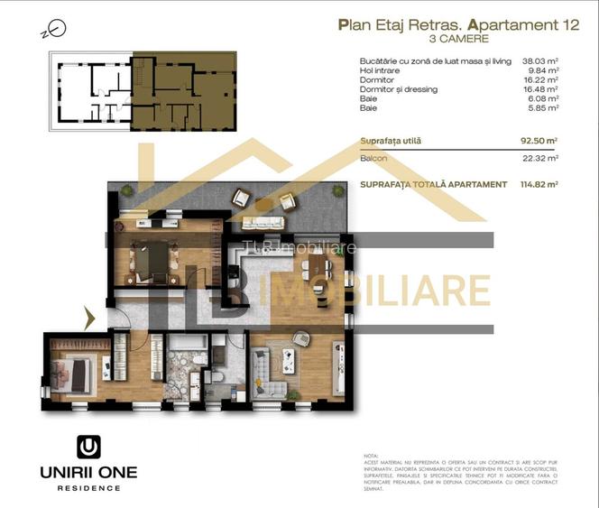 Penthouse cu 3 camere, 92.5mp, Zona UniriiONE Residence - 2