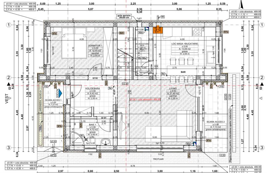 Teren autorizat in Chinteni pentru 2 case individuale cu fundatii ridicate - 7