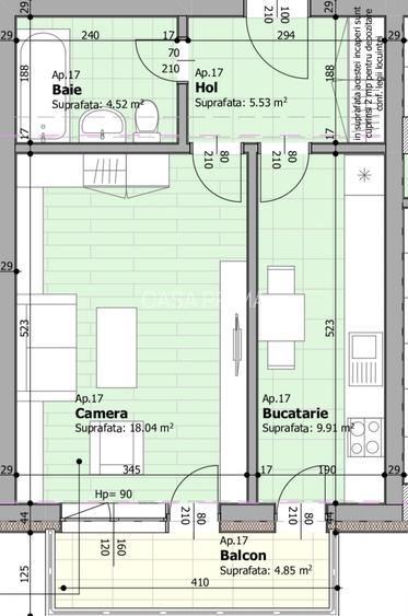 Apartament 1 camera decomandat, 43 mp, incalzire pardoseala, statie autobuz - 6