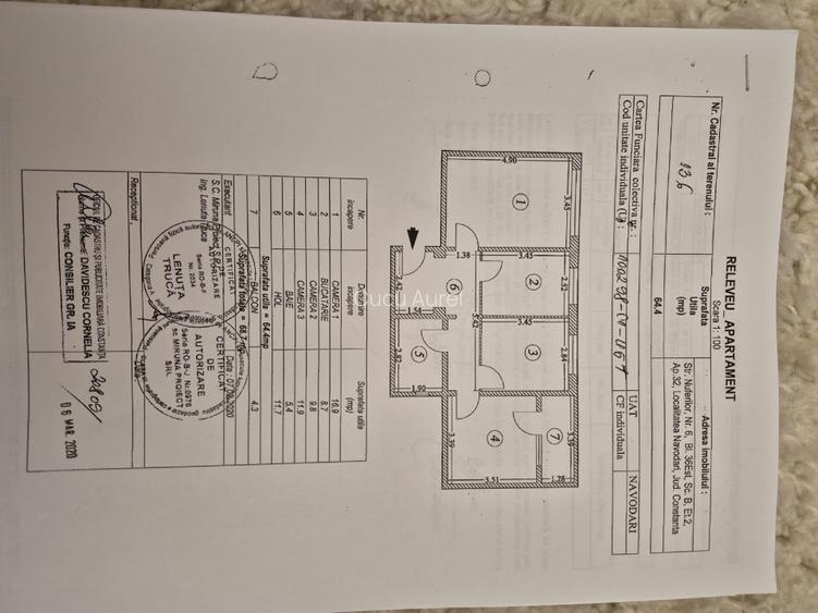 Apartament 3 camere decomandat Năvodari, 64 mp, centrală proprie, AC, etaj 2 - 13