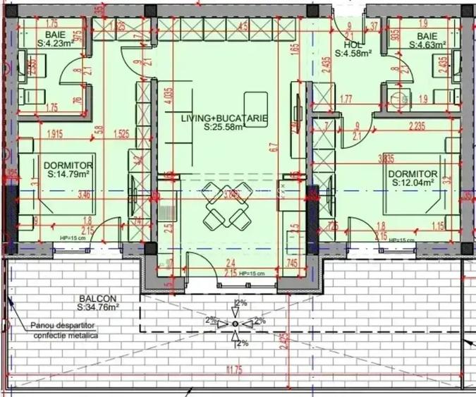 Terasa Apartament 3 Camere Metrou Nicolae Teclu-Scoala Victor Brauner - 2