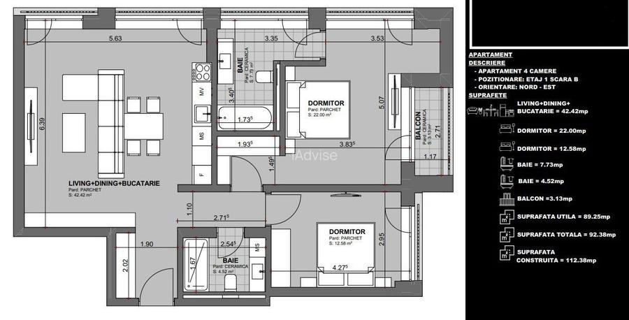 Apartament 3 camere inchiriere in Centru, Finisaje High End - 12