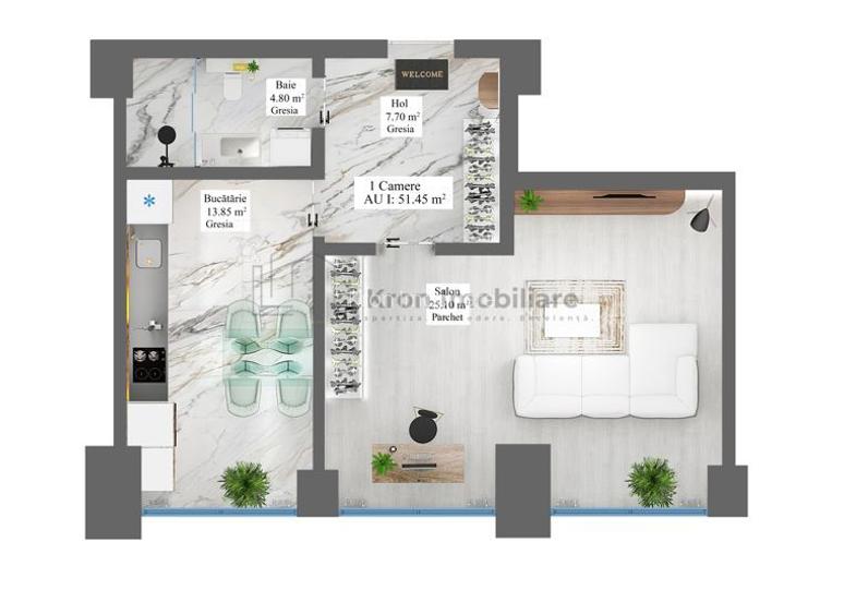 Apartament 1 camerea - 2