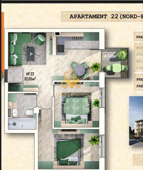 3 camere, premium, prima închiriere, parcare, bloc nou, Octavian Paler - 12