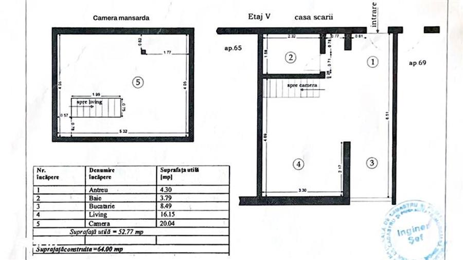 Apartament modern 53 mp pe 2 niveluri - complet utilat – Nufărul