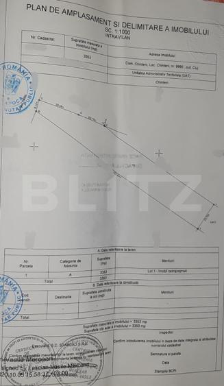 Ideal investitie! Teren intravilan, 3353mp, utilitati la front, Chinteni