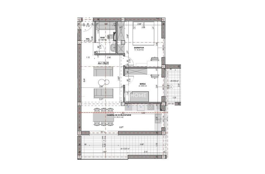 Apartament 3 camere, finisat la cheie, terasă 16.52, aer conditionat