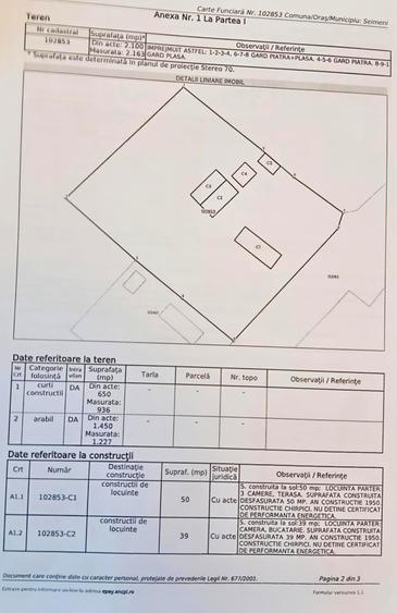 Seimenii Mici  Casa  Individuala 3 Camere Chirpici  S.teren  2100 Mp/42 Acte OK