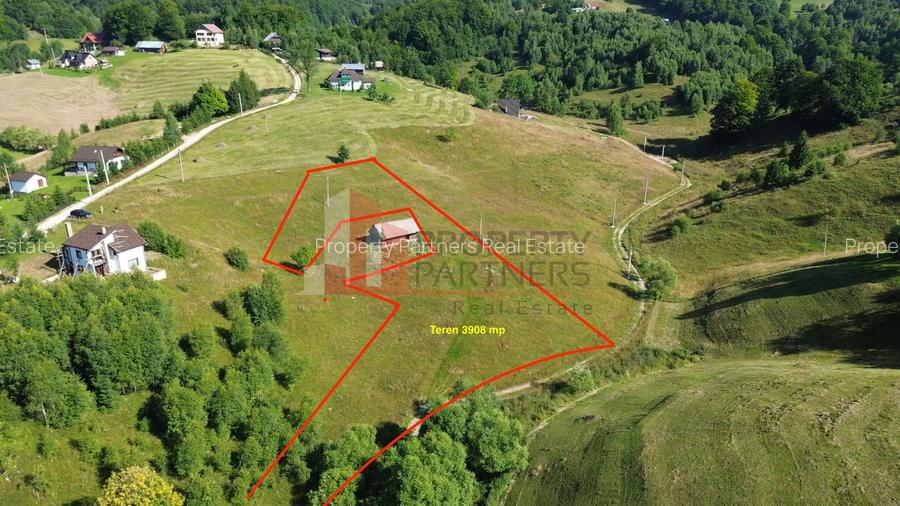 Teren intravilan 3.908 mp în Ciocanu – vedere panoramică spre Munții Bucegi