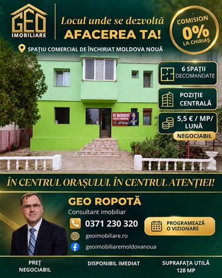 Spatiu comercial ultracentral in Moldova Noua