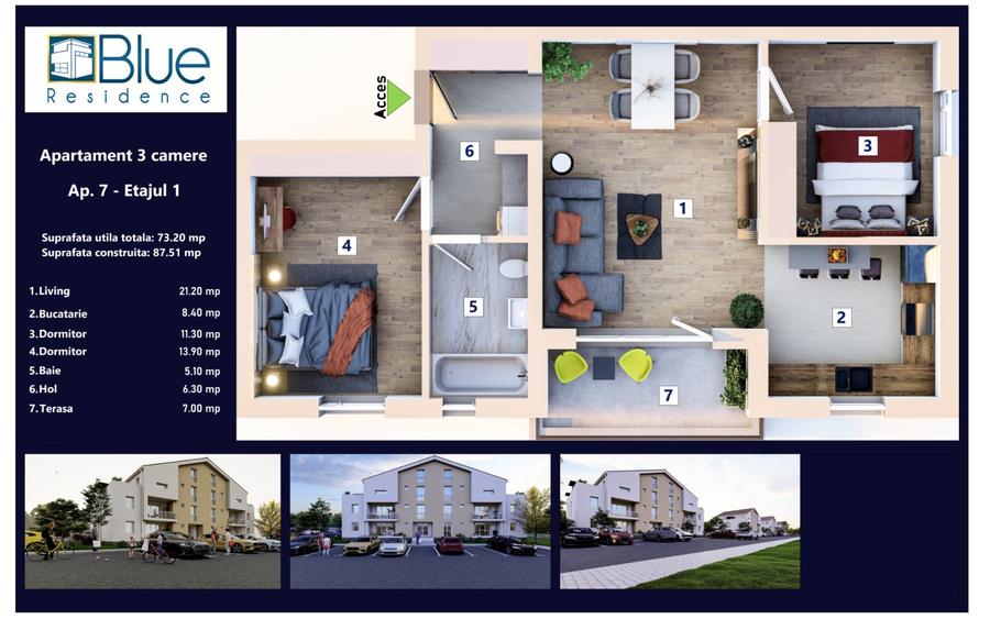 Apartament 3 camere nou, finalizat Sanpetru