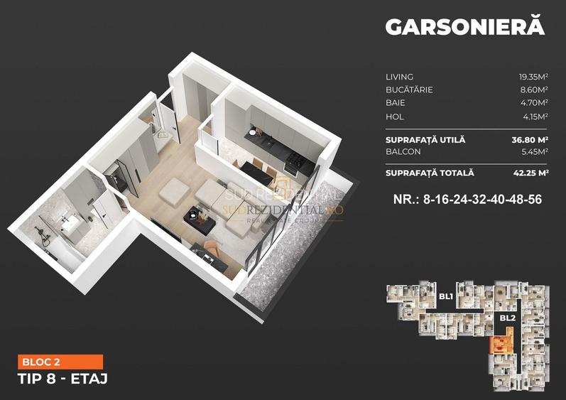 Garsoniera decomandata, acces rapid metrou Berceni, Str. Biruintei - 1