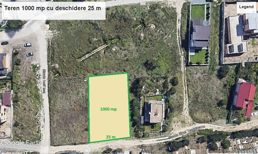 Teren 1000 mp, cu deschidere 25 m, ideal constructie vila