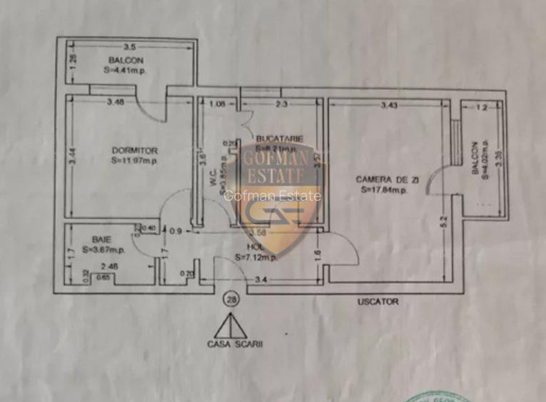 2 camere, Tomis III - Dacia, 2 balcoane x4mp, 62mp total, renovat, etaj 4/4 - 8