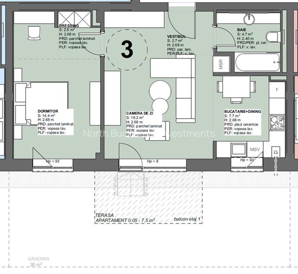 2 Camere cu Grădină de 48 mp | Parter - PIPERA - 1