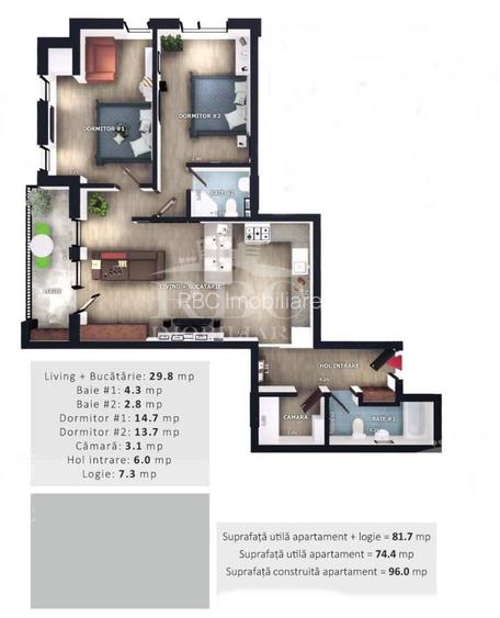 Apartamente cu 3 camere bloc nou in Floresti zona Vivo - 13