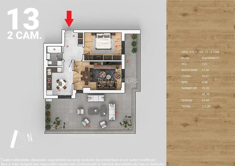 Apartament nZEB cu Terasa 2 Camere Pompa Caldura | Panouri - 4