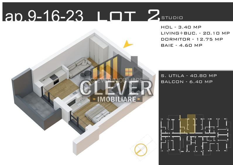 Ofertă Pallady: 2 camere tip Studio, Incalzire prin Pardoseala - 2