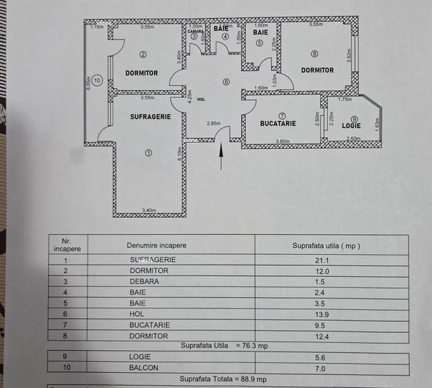 Apartament 3 camere str VICTORIEI - etajul 1