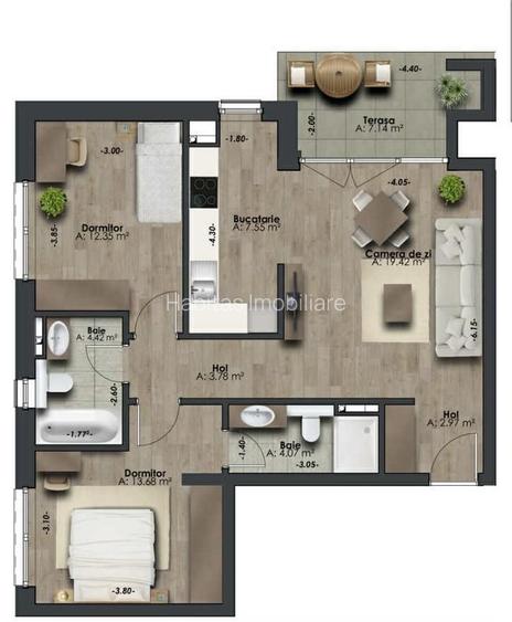 3 camere zona The Office, bloc nou - 11