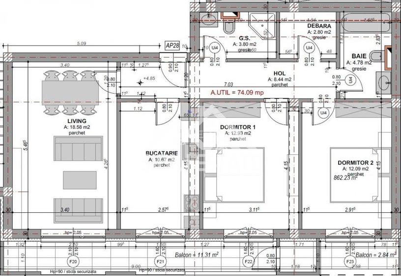 Apartament 3 camere decomandat – 74 mp - Zona Dedeman - 11