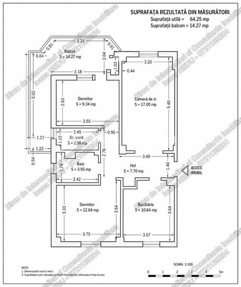 ⏩ Tomis III - 3 Camere Decomandate 78,52m²  Mobilat Utilat LUX Centrala Parcare - 19