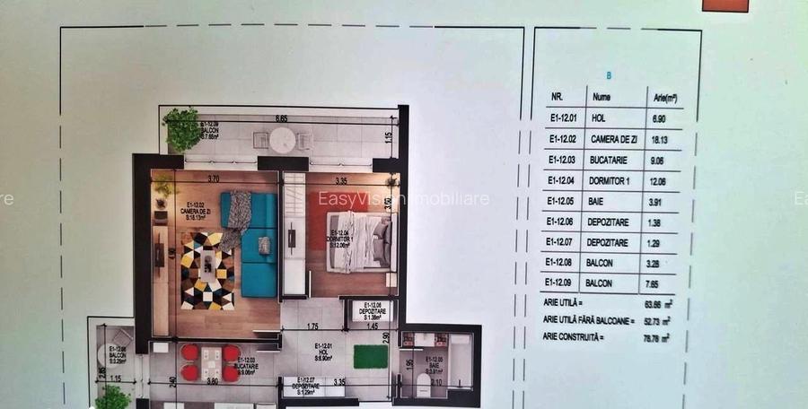 2 camere | Zona Pallady |Sector 3|Bloc 2025 | 63 mp | Parcare | 2 balcoane - 10