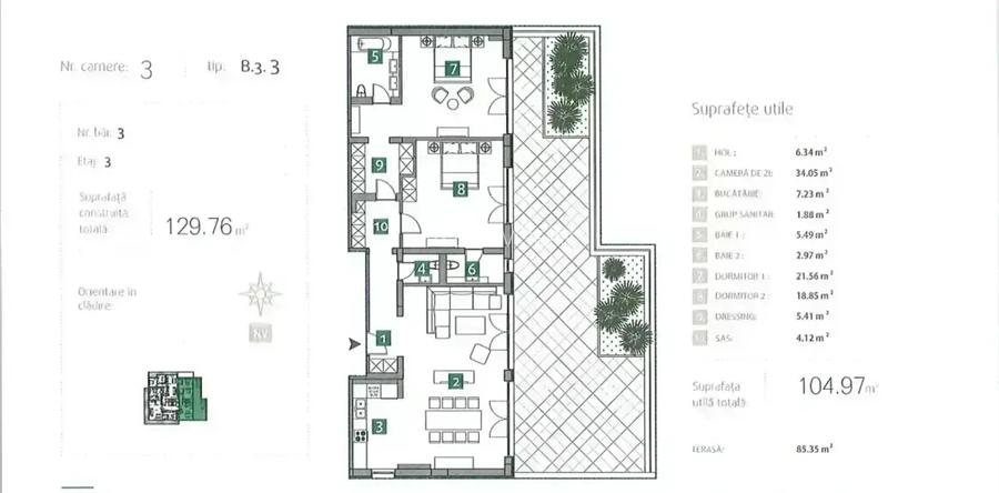 Apartament 3 camere, ansamblu nou/ Straulesti - Sistesti / Comision 0 - 9