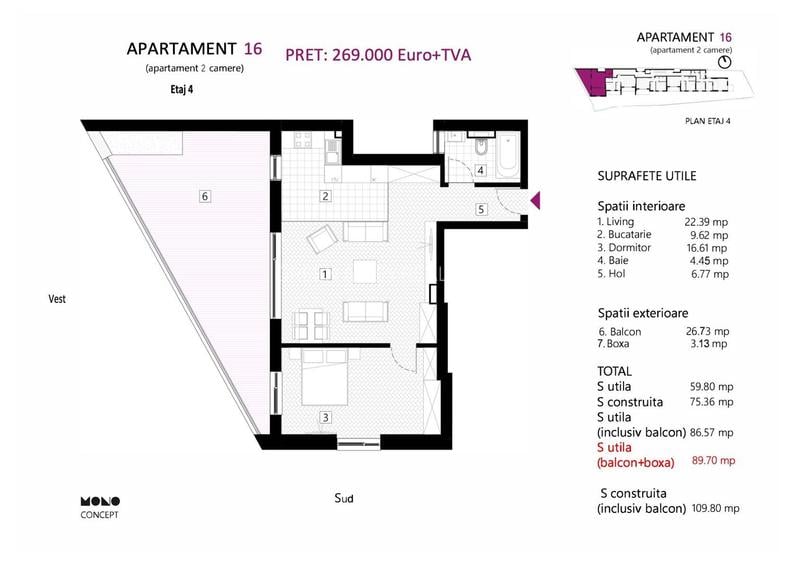 2 CAMERE || TERASA MARE || BLOC BOUTIQUE || VEDERE LIBERA - 1