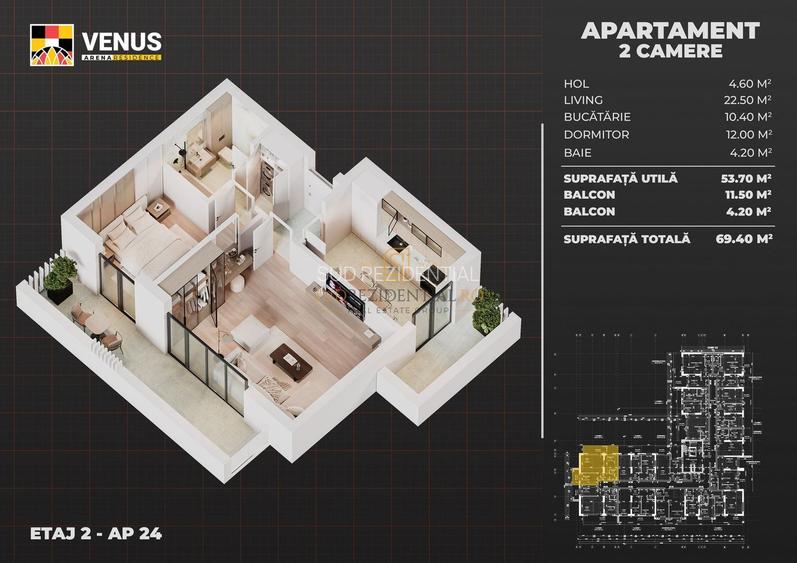 Aparatorii Patriei-Apartament cu 2 camere, decomandat, 2 balcoane - 1