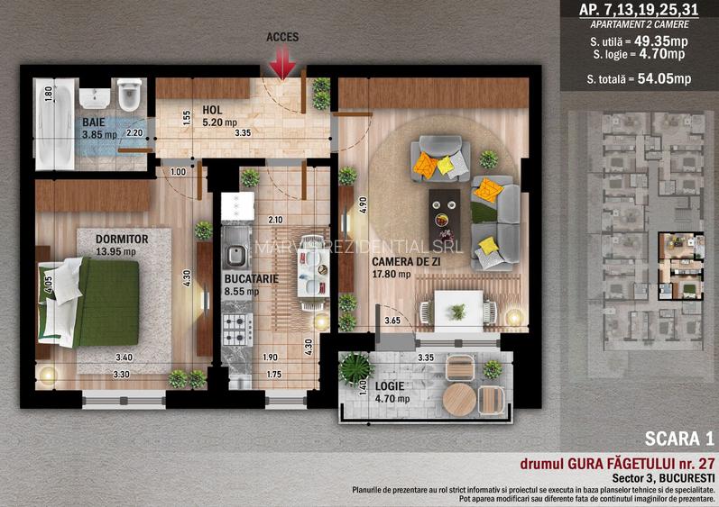 Apartament 2 camere decomandat, parcare subterana, 15 minute metrou - 18