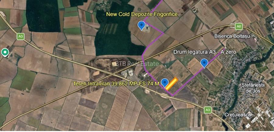 Vanzare Teren 38.862 MP Intravilan Tarla 10–Ștefăneștii de Jos, Zonă nod A3 – A0 - 3