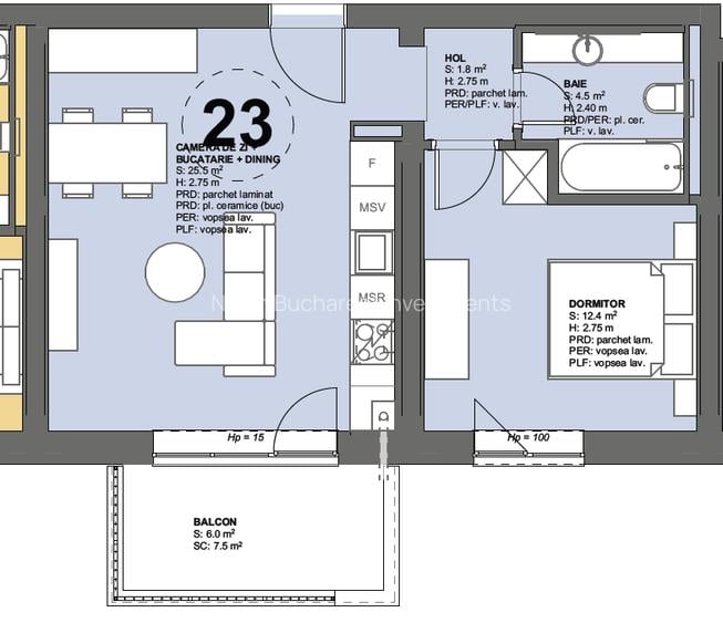 2 camere cu balcon, etaj 1, compartimentare eficientă - Padurea Baneasa - 1