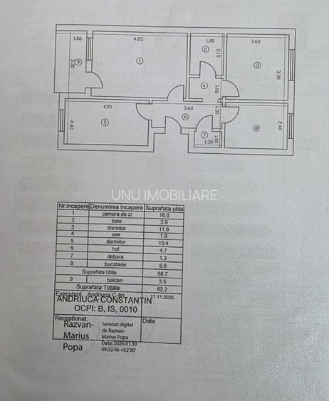 Tatarasi-Tudor Center-3 Camere Decomandat 62mp-dubla vedere - 2