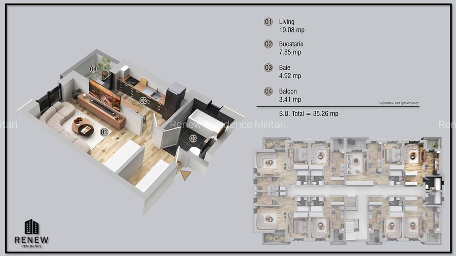 Garsoniera decomandata - Militari Renew Residence - 1