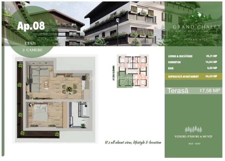 Apartament premium, 2 camere, mobilat si utilat, Poiana Brasov(Poiana Mica) - 1