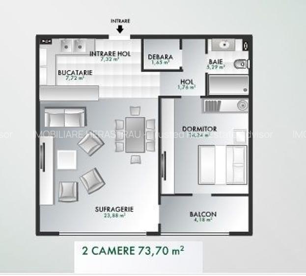 Apartament cu 2 camere de vânzare în zona Barbu Vacarescu - 1