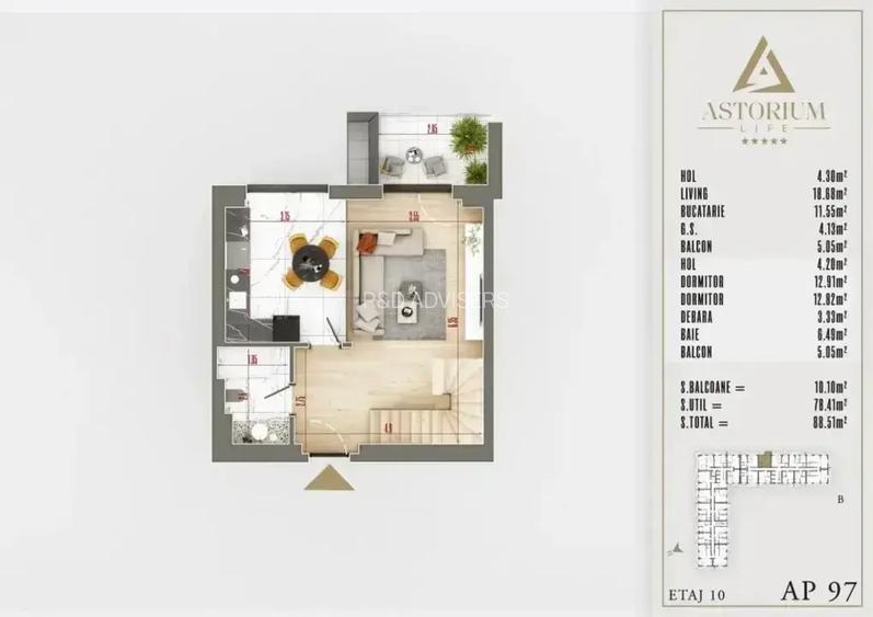 DUPLEX EXCLUSIV FINALIZAT | ETAJ 10/11 | 3 CAMERE | TVA INCLUS - 2