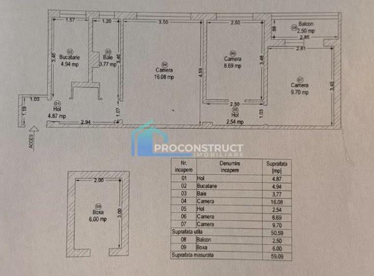 Apartament 3 camere|Calea Sgului|Balcon inchis|Boxa inscrisa in CF|