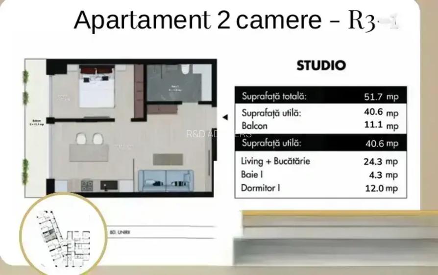 Unirii Studio Dublu premium sut 51,70 mp  | Finisaje top + smart home - 11