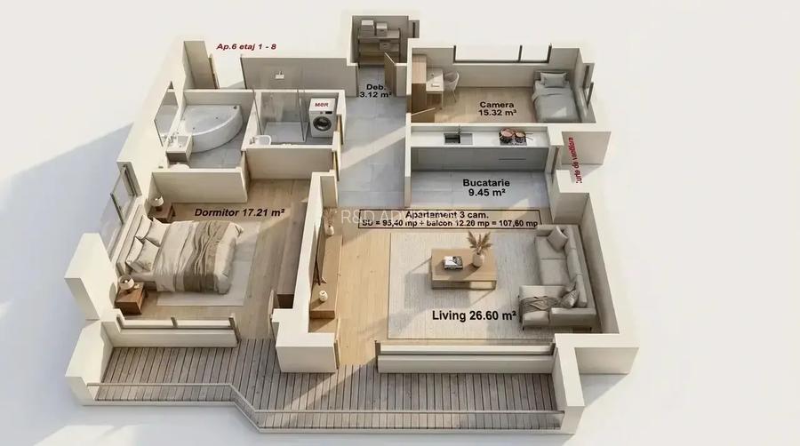 3 Camere | Top Residence Gheorghieni - Ultracentral | Terasă Generoasă - 3