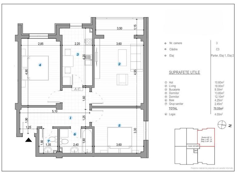 COMISION 0% ! 3 CAMERE 2 BAI 75 MP BLOC NOU POPAS PACURARI - 13