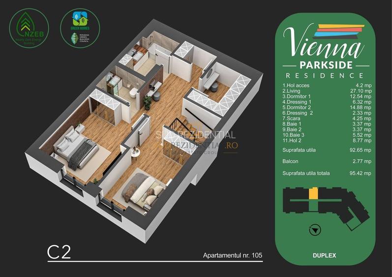 Apartament nou, duplex 3 camere, zona excelenta, stradal Metalurgiei - 2