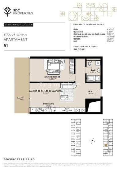 PROIECT EXCLUSIVIST! Apartament de vanzare, 50,30 mp, Complex SDC - 2
