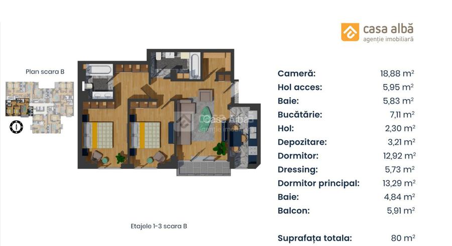 PROIECT NOU | apartament 3 camere LA CHEIE | Pacurari - Alpha Bank - 17