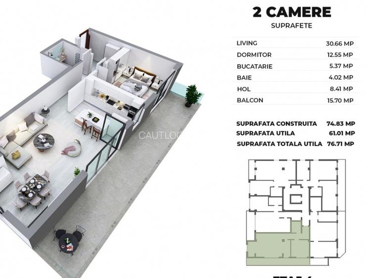 Spatiu comercial - 2 camere | Decebal | Alba Iulia | Terasa 17mp | Premium | - 15